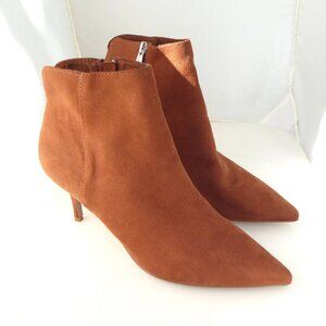 Charles by Charles David cinnamon brown faux suede pointed toe booties size 10
